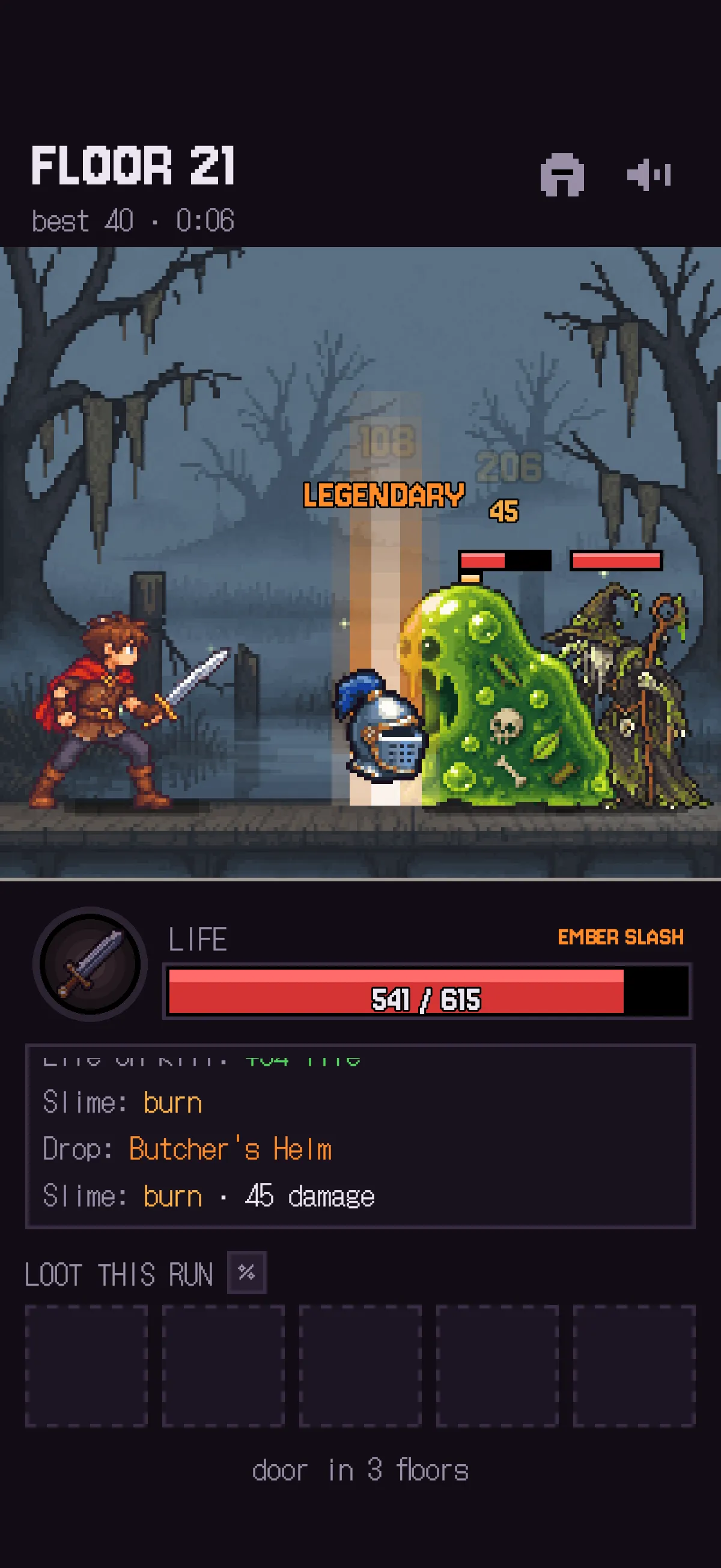 An orange beam of light announces a legendary item in the middle of combat.